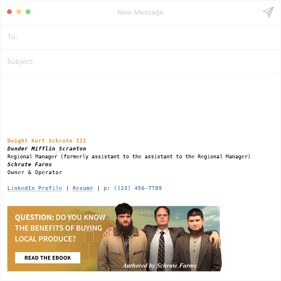 Dwight's email content preaches shopping local