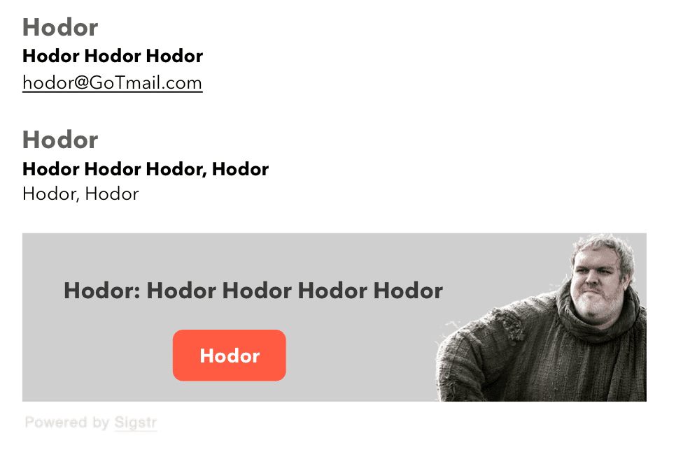 Sigstr mail signature design Hodor