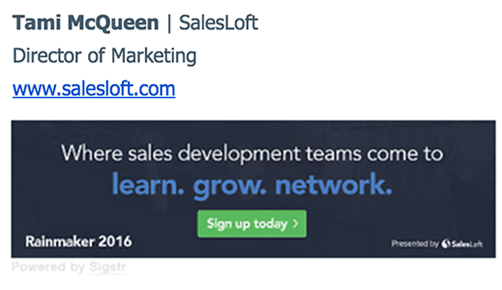 Example of email signature etiquette from SalesLoft