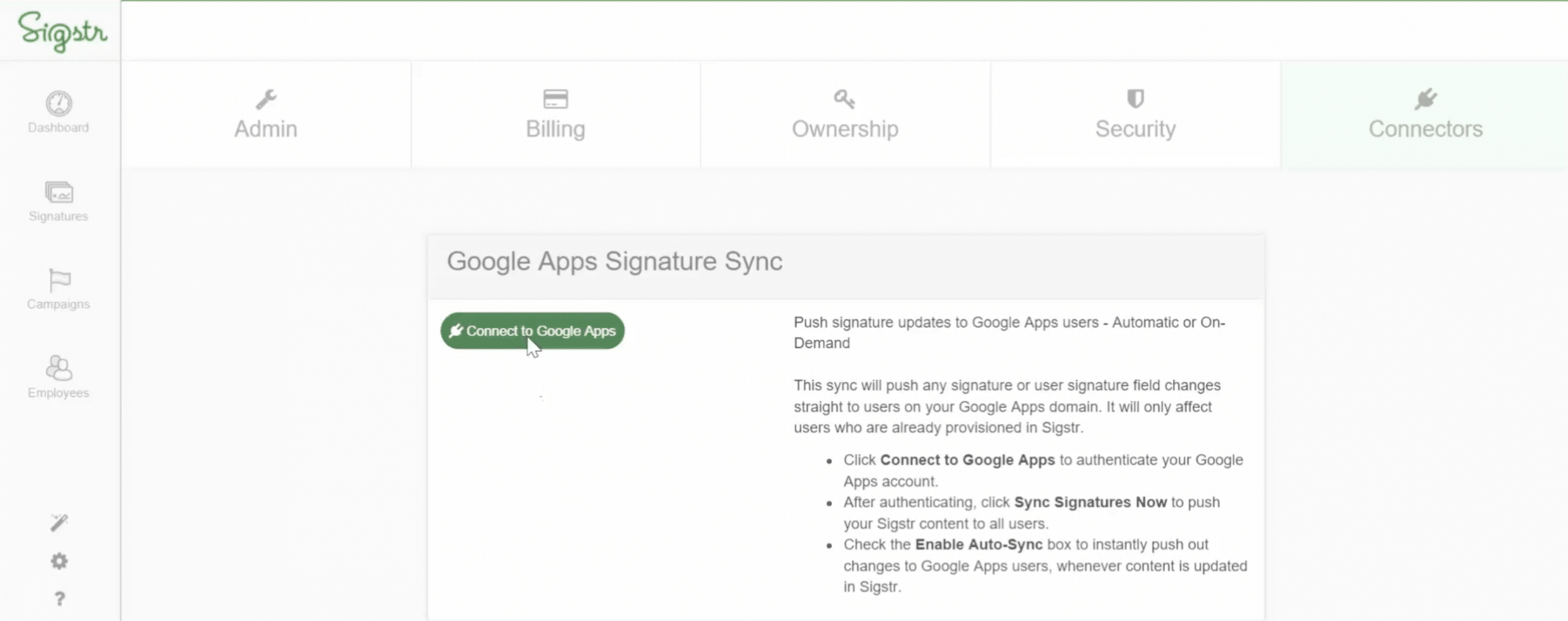 Sigstr sync to Google for your email signature template