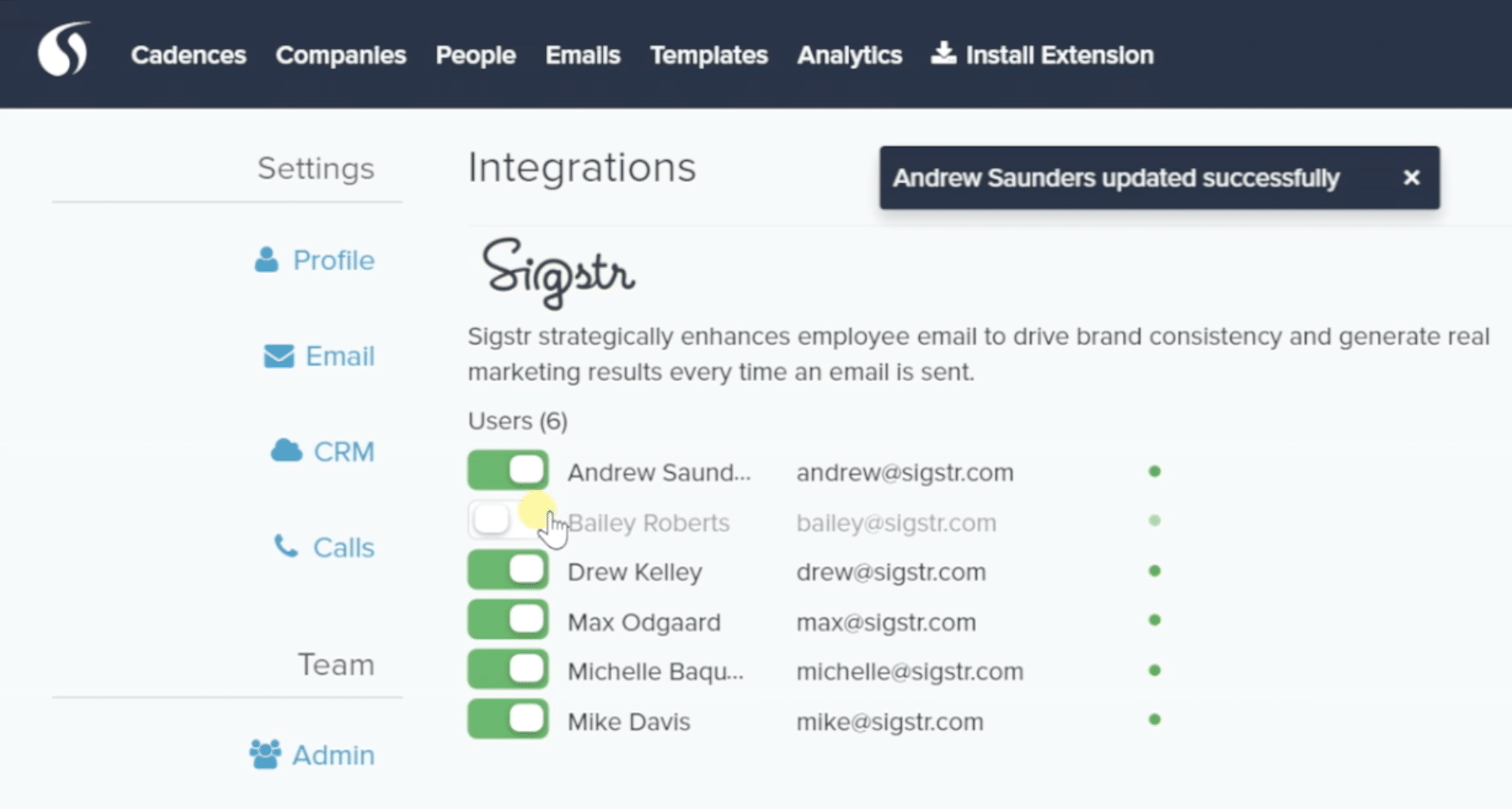 SalesLoft email signature template integration