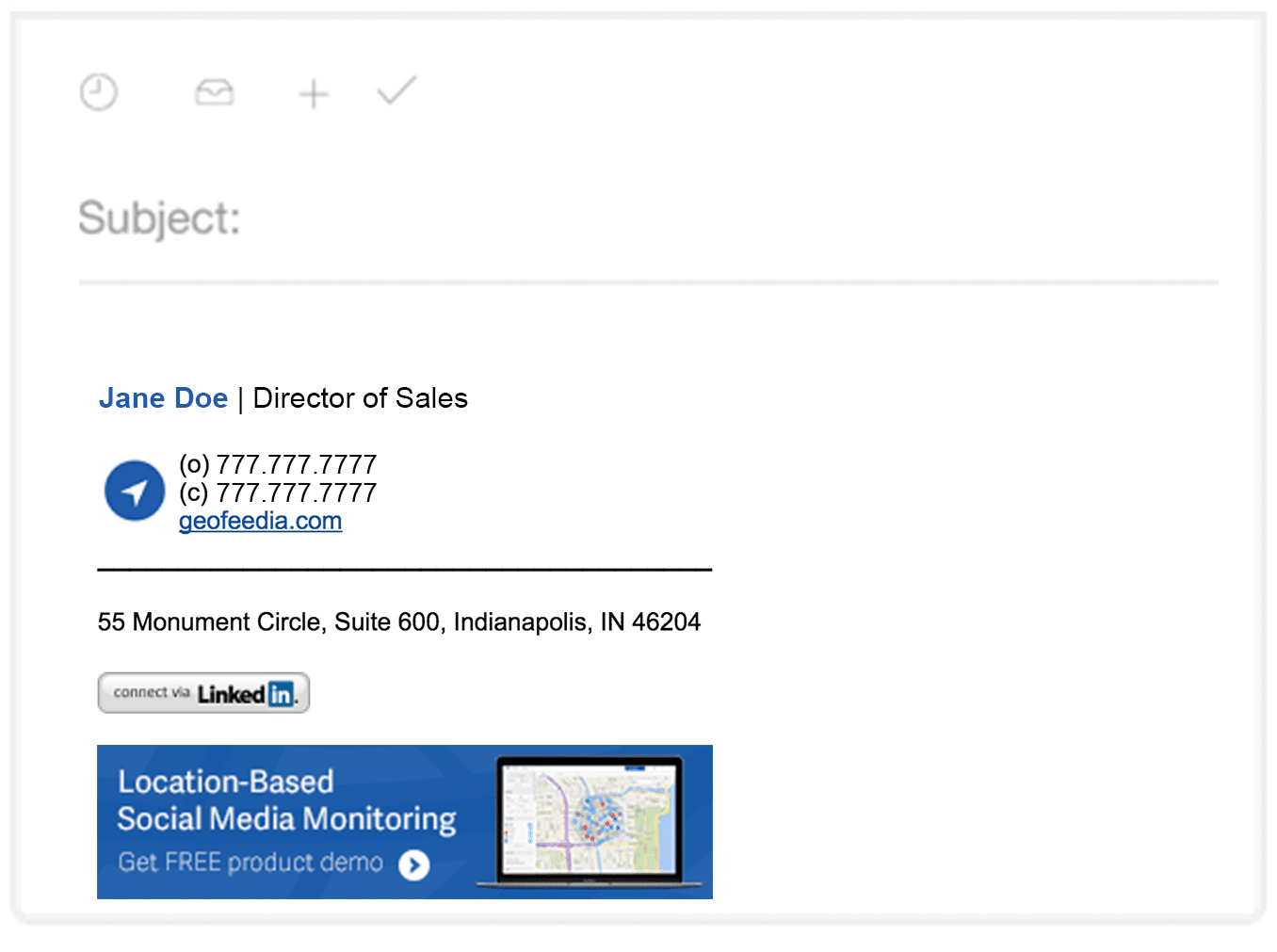Great email signatures from Geofeedia using Sigstr